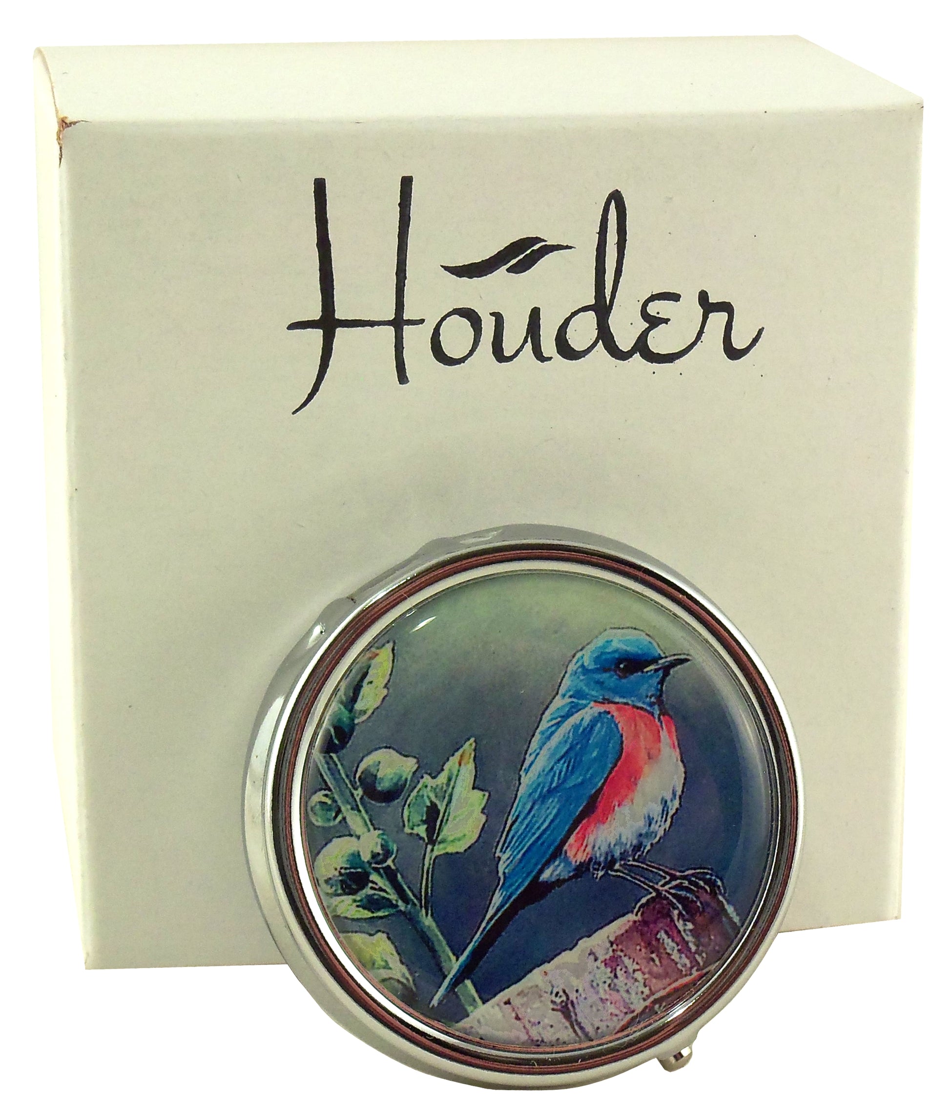 Designer Pill Box for Purse or Pocket (Round) - Gift Box Included Houder