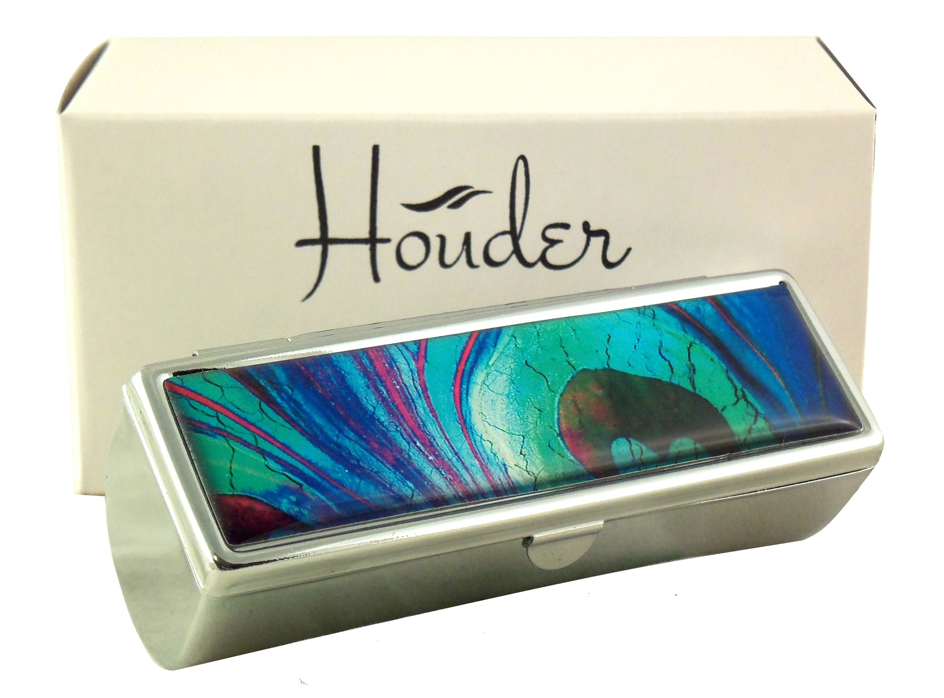 Designer Lipstick Case with Mirror for Purse -  Velvet Lined - Gift Box Included Houder