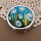 Designer Pill Box for Purse or Pocket (Round) - Travel Pill Case with Gift Box